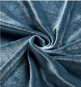 160CM Slate Blue Velvet Fabric Slight Elasticity Velour Stretch Velvet Upholstery For Outerwear