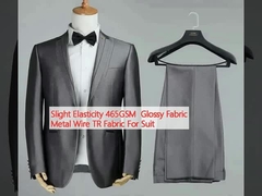 Elastisitas Sedikit 465GSM Kain Glossy Metal Wire TR Kain Untuk Setelan